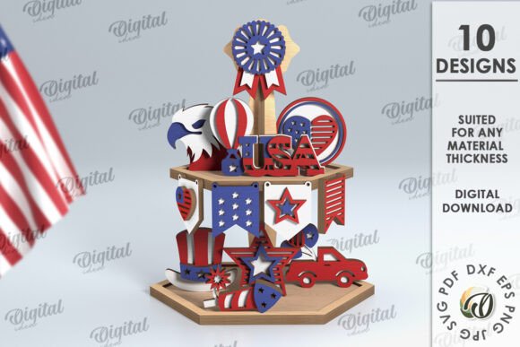 4th of July Tiered Tray Decor Bundle – Creative Design Assets