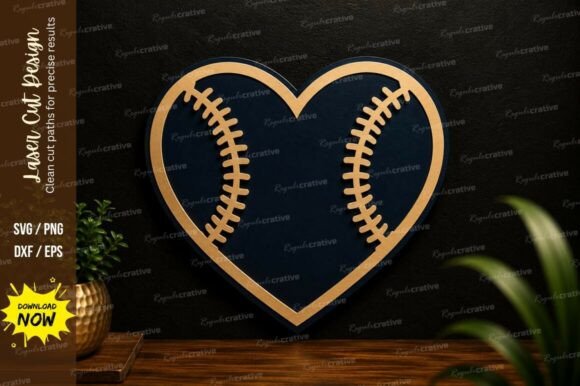 Baseball Heart Ornament Laser Cut SVG – A Premium Design for Creative Projects
