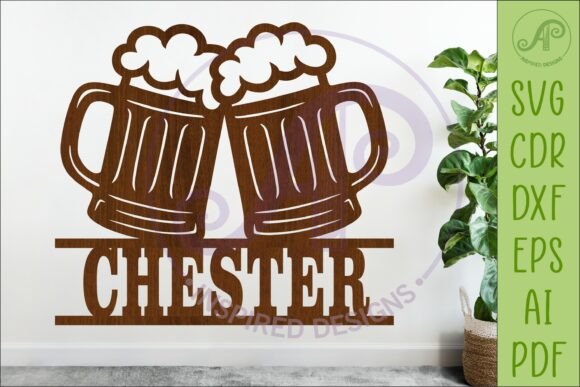 Beer Mug Name Sign SVG for Bar Wall Decor