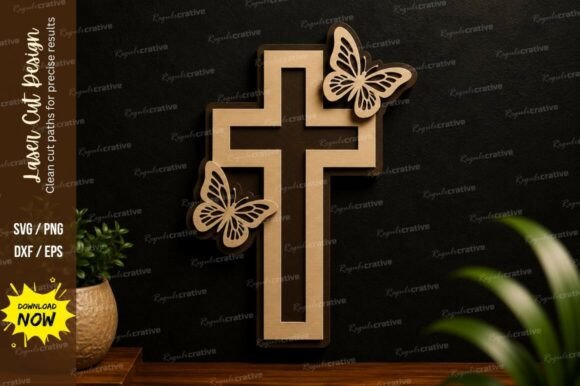 Butterfly Cross Laser Cut SVG Design: A Versatile Option for Crafters and Makers