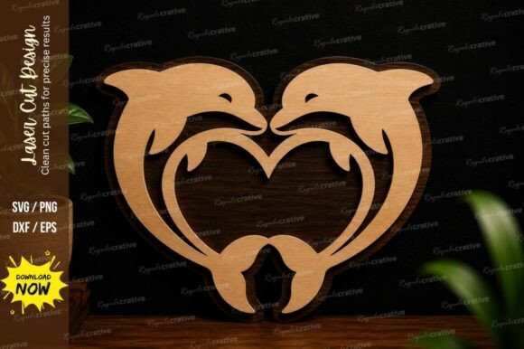 Dolphin Heart SVG Ocean Laser Cut Wall: A Smart Choice for Creative Projects