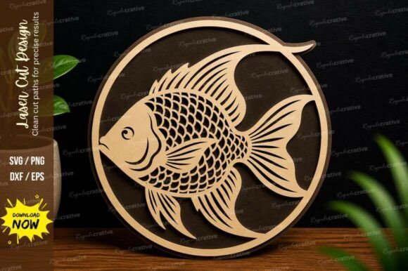 Fish Aquarium Art Laser Cut SVG File – Premium Design for Creative Projects
