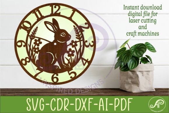 Garden Rabbit Wall Clock SVG, Laser Cut – A Creative Digital Design for Crafters