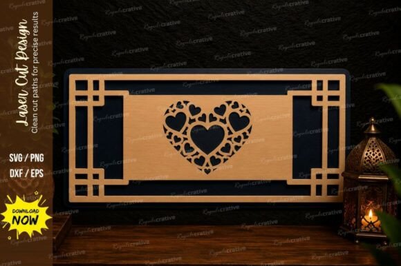 Heart Border Frame Laser Cut Design for Creative Projects