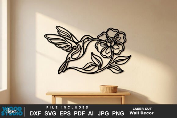 Hummingbird Flower Wall Art SVG: A Creative Laser Cutting Design
