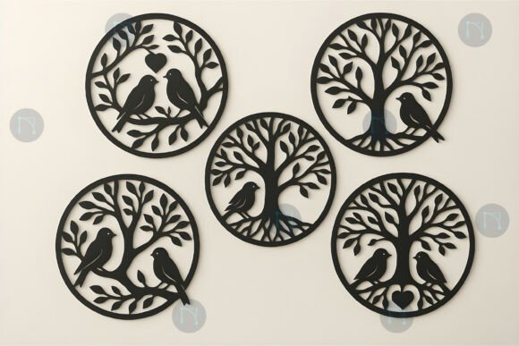 Laser Cut Tree of Life Birds on Branch SVG Bundle