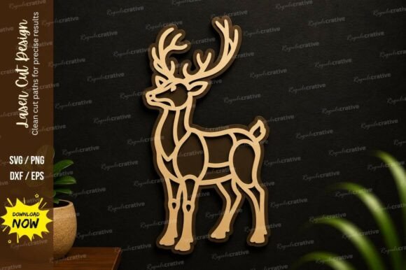 Standing Deer Laser Cut SVG Design for Creative Projects