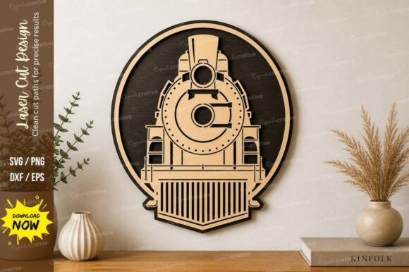 Vintage Train Locomotive Laser Cut SVG