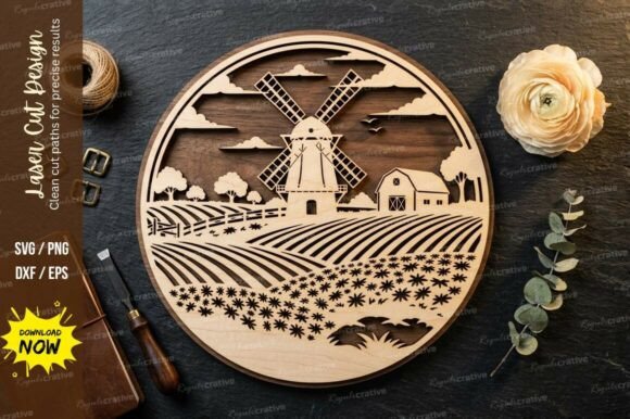 Windmill Farm Scene Laser Cut SVG: A Detailed Guide for Creative Projects
